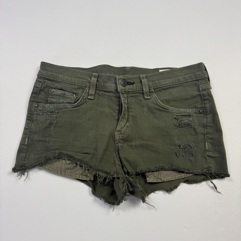 Rag & Bone /JEAN Cutoff Shorts Womens 26 Green Distressed Raw Hem 3.5" Inseam